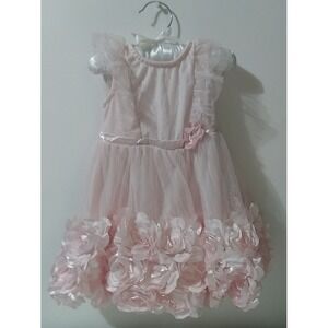 Baby Toddler Dress 18 Months Nannette Pink Fancy Floral Wedding Pageant READ
